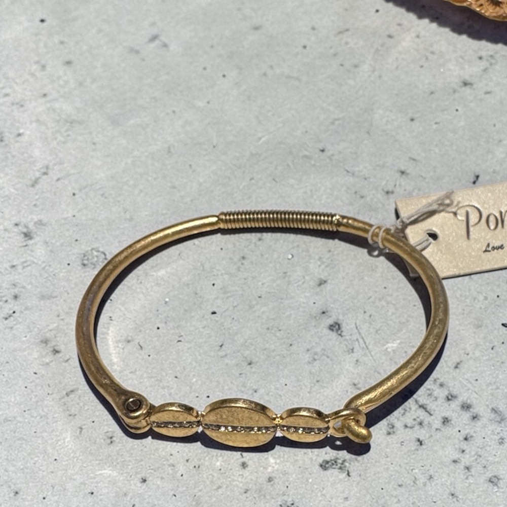 Gold-Tone Disc Bracelet with Crystal Accent (BR444)